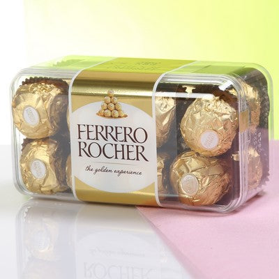 Half Kg Chocolate Cake with 15 Mixed Flowers & Ferrero Rocher Box