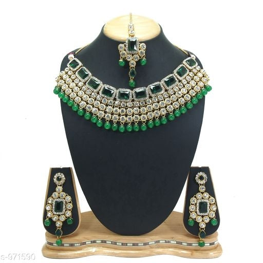 Myhra Stunning Crystal Kundan Worked Metal Bridal Jewellery Sets#