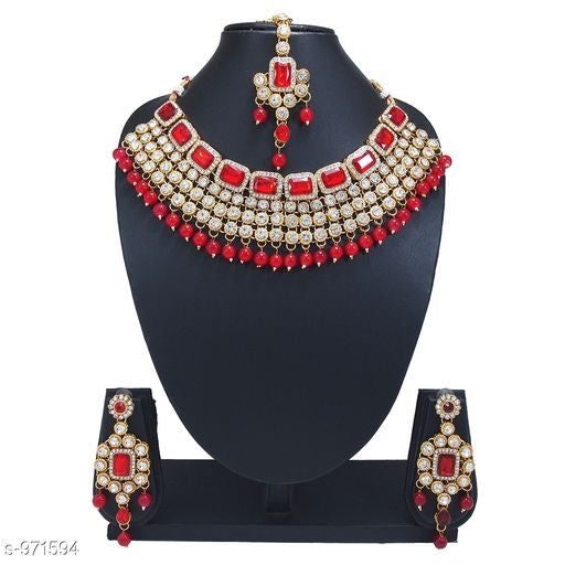 Myhra Stunning Crystal Kundan Worked Metal Bridal Jewellery Sets#