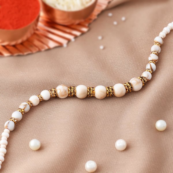 Beads Bracelet Rakhi With Personalized LED Cushion