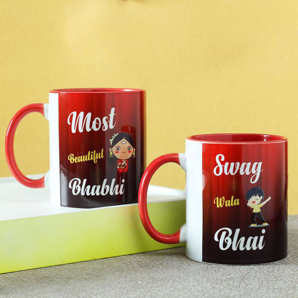 Bhaiya Bhabhi Rakhi & Personalized Mugs (Set of 2)
