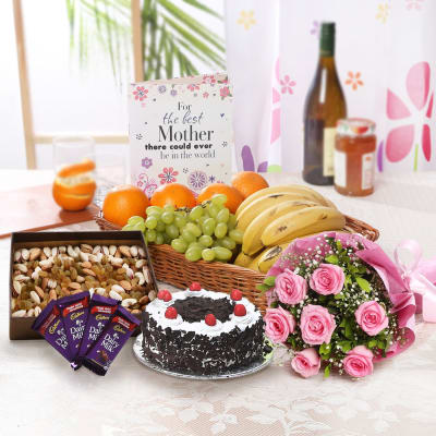 Bunch of Roses & Mixed Fruits Hamper