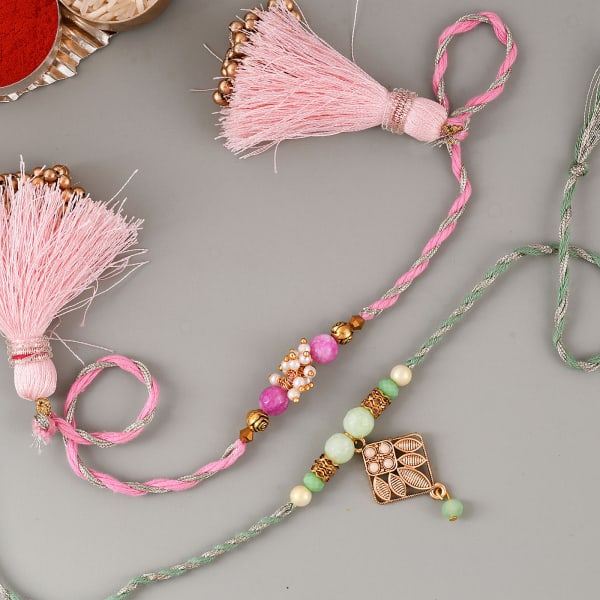 Charming Pearls And Beads Rakhi (Set of 2)