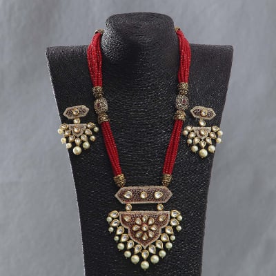 Designer Kundan and Meenawork Necklace Set