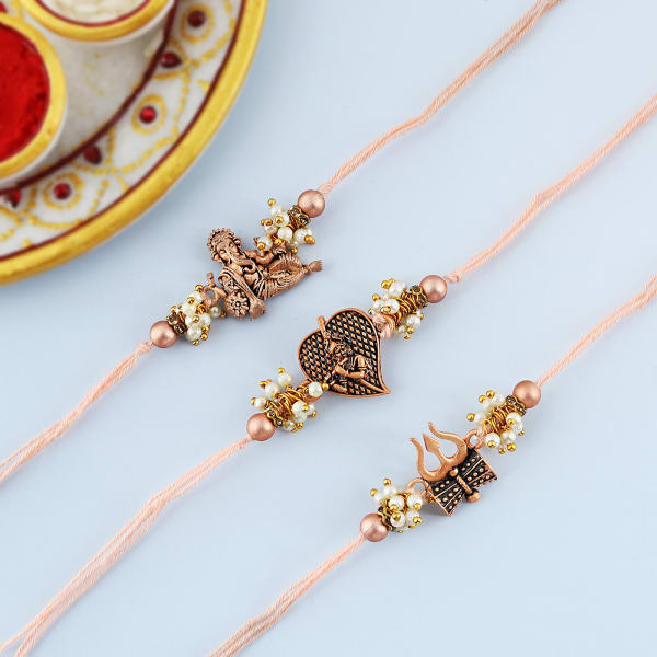 Divine Antique Pearl Rakhi (Set of 3)