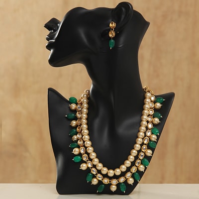 Elegant Necklace Designed with Pearl and Kundan