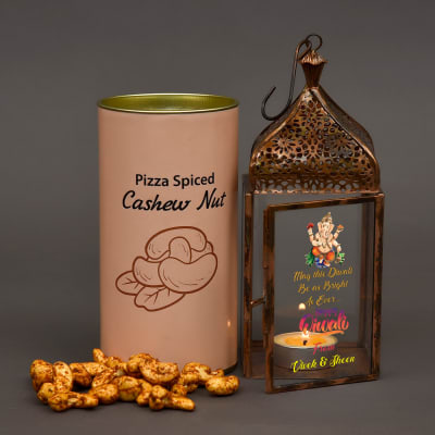 Personalized Hanging Lantern for Diwali with Flavored Cashewnuts